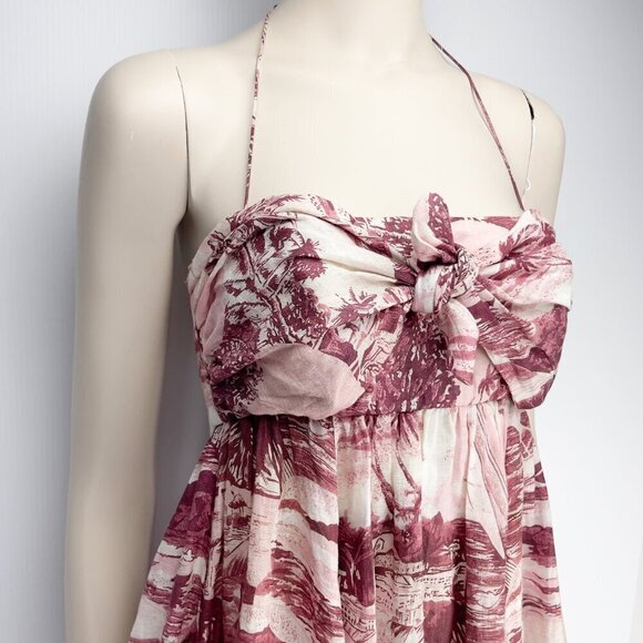 ZIMMERMANN 1250$ Kali Linen Hawaiian Floral Pink & White Maxi Summer Dress 6 - Picture 8 of 14